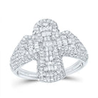 10K White Gold Diamond Crome Cross Men's Ring 1 7/8 Cttw - Splendid Jewellery