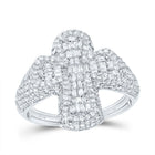 10K White Gold Diamond Crome Cross Men's Ring 1 7/8 Cttw - Splendid Jewellery