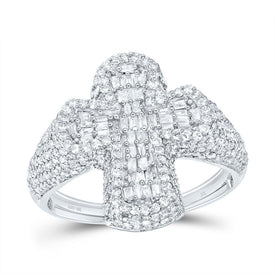 10K White Gold Diamond Crome Cross Men's Ring 1 7/8 Cttw - Splendid Jewellery