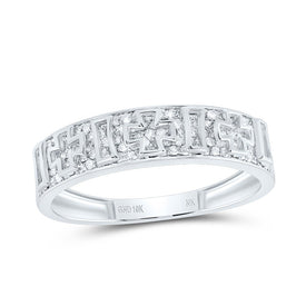 10K White Gold Diamond Crome Cross Men's Ring 1/2 Cttw - Splendid Jewellery