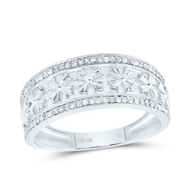10K White Gold Diamond Crome Cross Men's Ring 1/4 Cttw - Splendid Jewellery