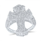 10K White Gold Diamond Crome Cross Men's Ring 2 5/8 Cttw - Splendid Jewellery