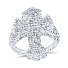 Load image into Gallery viewer, 10K White Gold Diamond Crome Cross Men's Ring 2 5/8 Cttw - Splendid Jewellery