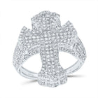 10K White Gold Diamond Crome Cross Men's Ring 2 5/8 Cttw - Splendid Jewellery