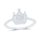 10K White Gold Diamond Crown Ring 1/4 Cttw - Splendid Jewellery