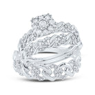 10K White Gold Diamond Cuban Fashion Trio Ring Set 1/2 Cttw - Splendid Jewellery