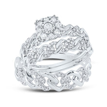 Load image into Gallery viewer, 10K White Gold Diamond Cuban Fashion Trio Ring Set 1/2 Cttw - Splendid Jewellery