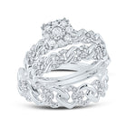 10K White Gold Diamond Cuban Fashion Trio Ring Set 1/2 Cttw - Splendid Jewellery