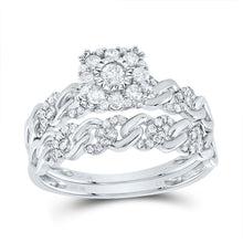 Load image into Gallery viewer, 10K White Gold Diamond Cuban Fashion Trio Ring Set 1/2 Cttw - Splendid Jewellery
