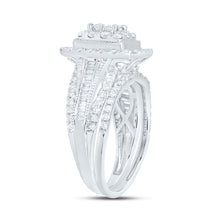 Load image into Gallery viewer, 10K White Gold Diamond Cushion Double Halo Bridal Set 1 Cttw - Splendid Jewellery