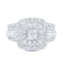 Load image into Gallery viewer, 10K White Gold Diamond Cushion Double Halo Bridal Set 1 Cttw - Splendid Jewellery