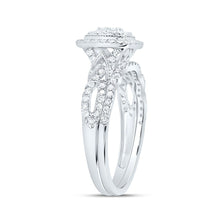Load image into Gallery viewer, 10K White Gold Diamond Cushion Double Halo Bridal Set 1/2 Cttw - Splendid Jewellery