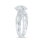 10K White Gold Diamond Cushion Double Halo Bridal Set 1/2 Cttw - Splendid Jewellery