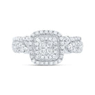 10K White Gold Diamond Cushion Double Halo Bridal Set 1/2 Cttw - Splendid Jewellery