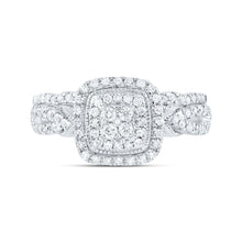 Load image into Gallery viewer, 10K White Gold Diamond Cushion Double Halo Bridal Set 1/2 Cttw - Splendid Jewellery