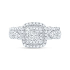 10K White Gold Diamond Cushion Double Halo Bridal Set 1/2 Cttw - Splendid Jewellery