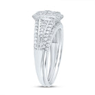 10K White Gold Diamond Cushion Double Halo Bridal Set 1/2 Cttw - Splendid Jewellery