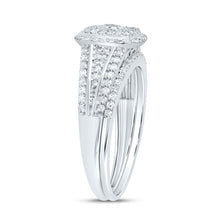 Load image into Gallery viewer, 10K White Gold Diamond Cushion Double Halo Bridal Set 1/2 Cttw - Splendid Jewellery