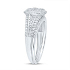 10K White Gold Diamond Cushion Double Halo Bridal Set 1/2 Cttw - Splendid Jewellery
