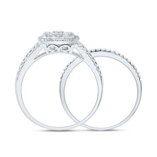 Load image into Gallery viewer, 10K White Gold Diamond Cushion Double Halo Bridal Set 1/2 Cttw - Splendid Jewellery