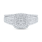 10K White Gold Diamond Cushion Double Halo Bridal Set 1/2 Cttw - Splendid Jewellery