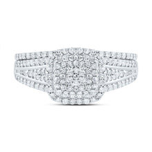 Load image into Gallery viewer, 10K White Gold Diamond Cushion Double Halo Bridal Set 1/2 Cttw - Splendid Jewellery