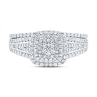 10K White Gold Diamond Cushion Double Halo Bridal Set 1/2 Cttw - Splendid Jewellery