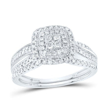 Load image into Gallery viewer, 10K White Gold Diamond Cushion Double Halo Bridal Set 1/2 Cttw - Splendid Jewellery