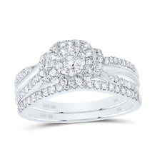 Load image into Gallery viewer, 10K White Gold Diamond Cushion Double Halo Bridal Set 5/8 Cttw - Splendid Jewellery