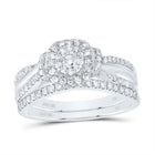 10K White Gold Diamond Cushion Double Halo Bridal Set 5/8 Cttw - Splendid Jewellery