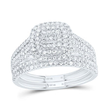 Load image into Gallery viewer, 10K White Gold Diamond Cushion Double Halo Bridal Set 5/8 Cttw - Splendid Jewellery