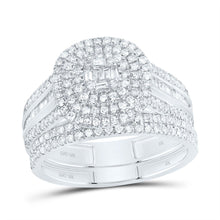 Load image into Gallery viewer, 10K White Gold Diamond Cushion Double Halo Bridal Set 7/8 Cttw - Splendid Jewellery