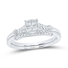 Load image into Gallery viewer, 10K White Gold Diamond Cushion No Halo Bridal Set 1/4 Cttw - Splendid Jewellery
