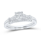 10K White Gold Diamond Cushion No Halo Bridal Set 1/4 Cttw - Splendid Jewellery
