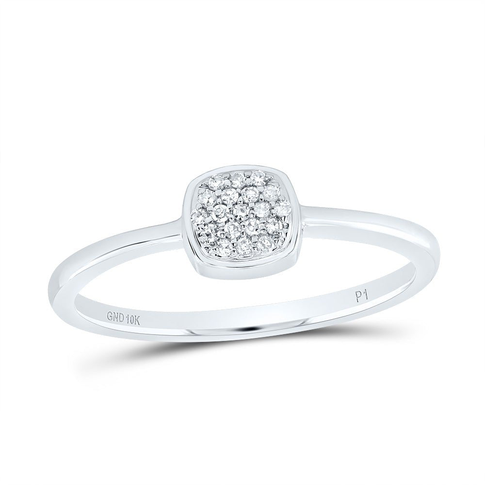 10K White Gold Diamond Cushion Ring 1/20 Cttw - Splendid Jewellery