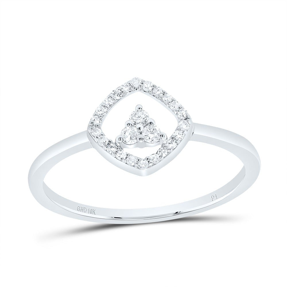 10K White Gold Diamond Cushion Ring 1/8 Cttw - Splendid Jewellery