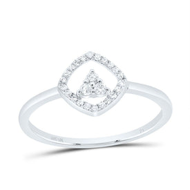 10K White Gold Diamond Cushion Ring 1/8 Cttw - Splendid Jewellery