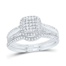 Load image into Gallery viewer, 10K White Gold Diamond Cushion Single Halo Bridal Set 1/2 Cttw - Splendid Jewellery