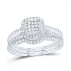 10K White Gold Diamond Cushion Single Halo Bridal Set 1/2 Cttw - Splendid Jewellery