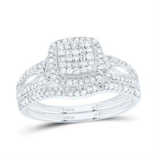 Load image into Gallery viewer, 10K White Gold Diamond Cushion Single Halo Bridal Set 1/2 Cttw - Splendid Jewellery