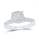 10K White Gold Diamond Cushion Single Halo Bridal Set 3/8 Cttw - Splendid Jewellery