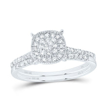 Load image into Gallery viewer, 10K White Gold Diamond Cushion Single Halo Bridal Set 3/8 Cttw - Splendid Jewellery