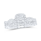10K White Gold Diamond Cushion Single Halo Bridal Set 3/8 Cttw - Splendid Jewellery