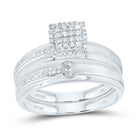 10K White Gold Diamond Cushion Trio Ring Set 1/4 Cttw - Splendid Jewellery