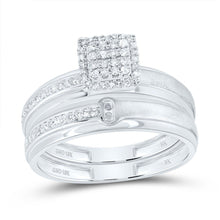 Load image into Gallery viewer, 10K White Gold Diamond Cushion Trio Ring Set 1/4 Cttw - Splendid Jewellery