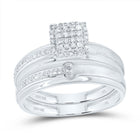 10K White Gold Diamond Cushion Trio Ring Set 1/4 Cttw - Splendid Jewellery