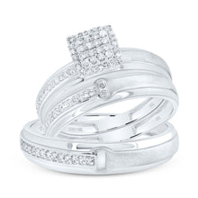 Load image into Gallery viewer, 10K White Gold Diamond Cushion Trio Ring Set 1/4 Cttw - Splendid Jewellery