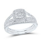 10K White Gold Diamond Cushion Trio Ring Set 3/4 Cttw - Splendid Jewellery