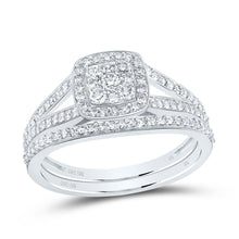 Load image into Gallery viewer, 10K White Gold Diamond Cushion Trio Ring Set 3/4 Cttw - Splendid Jewellery