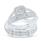 10K White Gold Diamond Cushion Trio Ring Set 3/4 Cttw - Splendid Jewellery